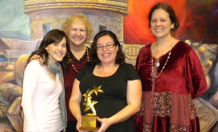 Michelle Pasillas, library director Robin Weed-Brown, Daisy Fregoso and Sandy Krause