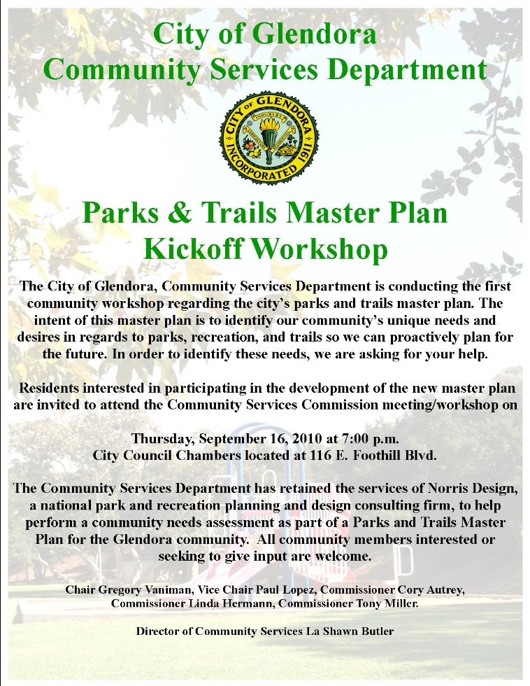 Parks & Trails Master Plan Kickoff Workshop